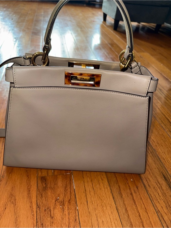 Fendi Handbags - Fendi Beige Leather Top-Handle Satchel with Gold Hardware Peekaboo